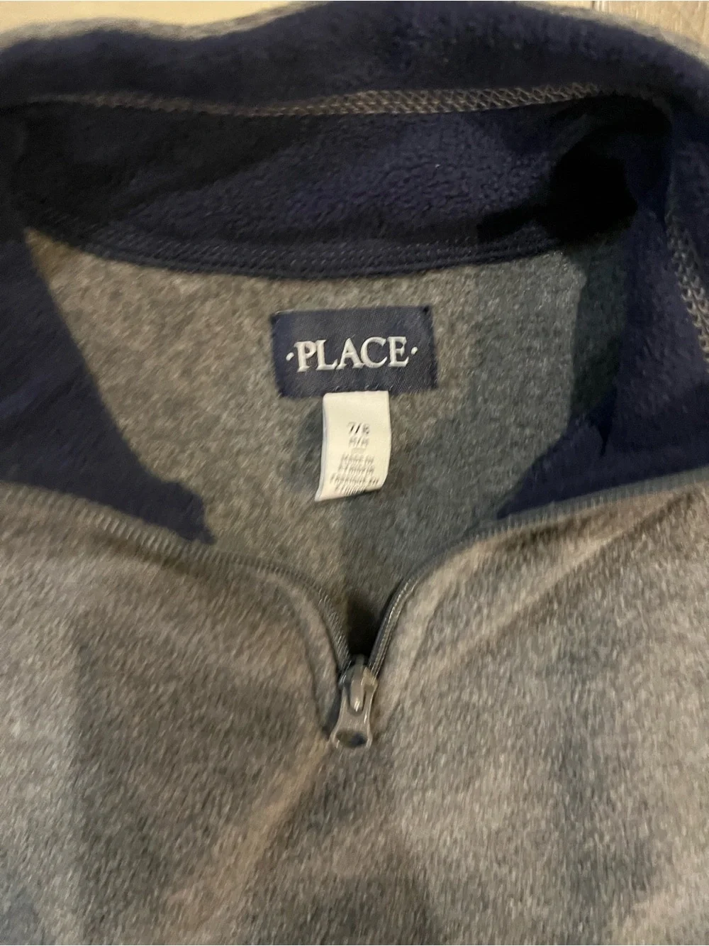 The Children’s Place Youth 7/8 Gray Quarter Zip Fleece Pullover